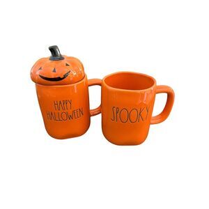 2‎ NEW Rae Dunn Coffee Mug Spooky Season boo  Trick or Treat Halloween Set Of 2